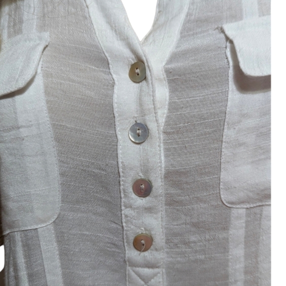 Ruby Rd | Women's Split V-Neck Blouse | White | Size Small Petite - Picture 3 of 11